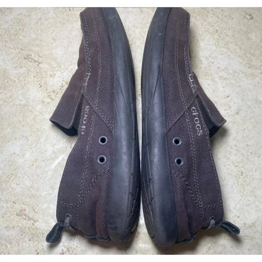 Crocs Canvas Slip On Loafers Brown‎ Mens Shoes Comfort Casual